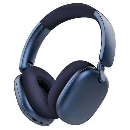 C6 Active Noise Cancelling Headphones, Wireless Over Ear Bluetooth Headphones, 60H Playtime, Lightweight Folding Deep Bass Comfort Fit Ear Cups Headset with Mic for iPad/Travel/PC/Home Blue - color: Blue
