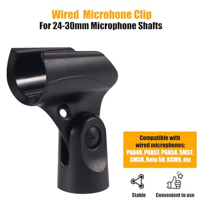 Adjustable Microphone Holder & Microphone Clip, Mic Clip for Microphone Stand, Fits Wired Handheld Microphones, Includes 5/8" Male to 3/8" Female Thread Adapter, 2 Pack