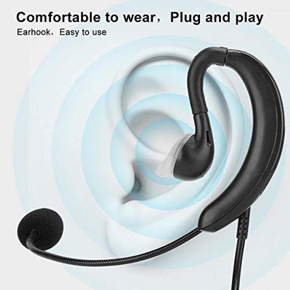 fosa1 USB Ear Hook Headset, Lightweight Comfortable Computer Headphones with Microphone, Plug & Play Single Wire Design for Online Gaming & Chat, Black