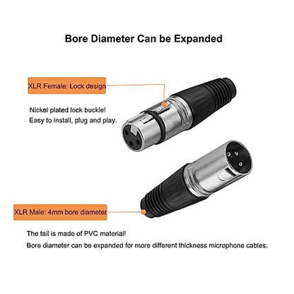2 Pair Male+ Female 3 Pin XLR Connectors Solder Nickel-Plated Locking | Zinc alloy & nickel shell ensure rugged durability, Locking prevents disconnect, Ideal for mics, DMX, Microphone, live audio