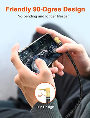 VANAUX 90 Degree Right Angle Aux Cable Male to Male 3.5mm Audio Cable Stereo Aux Cord Compatible with Laptop, Smartphone, Music Player,Tablets,Speakers (9.8feet/3m) - size: 9.8 ft