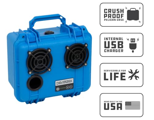 DemerBox Waterproof, Portable, and Rugged Outdoor Bluetooth Speakers Made from a Genuine Pelican Case. 40+ hr Battery Life, Dry Box + USB Charging Sound and Bass - color: Roseau Blue