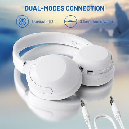 ATTACK SHARK G300 Wireless Over-Ear Headphones with Active Noise Cancelling,Bluetooth 5.3,40H Playtime,Deep Bass HD Stereo Sound,Built-in Mic,Comfortable Design for Travel/Home Office/Gaming-White - color: White