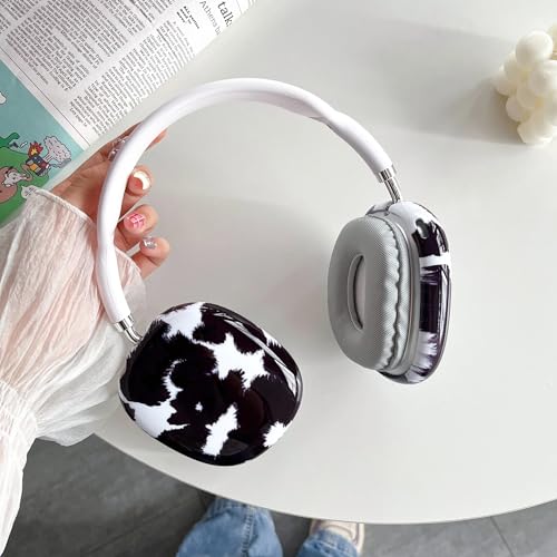 Case Compatible with AirPods Max Headphones, Soft TPU Cute Cow Pattern Anti-Scratch Protective Ear Cup Covers Headphone Cases for Woman Kids - color: cow