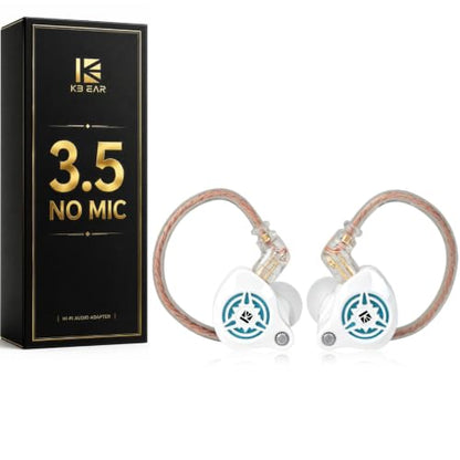 2026 Latest erabuds,KBEAR BK1 Wired Gaming Earbuds,10mm Single DD in Ear Monitor,HiFi Headset Wired Earbuds IEM Earphones with Detachable Cable for Gaming/Music/Video (White, 3.5 no mic) - color: C