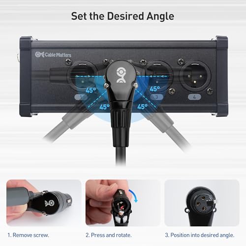 Cable Matters 2-Pack Right Angle XLR Microphone Cable, 0.5ft | Oxygen-Free Copper (OFC), Right Angle Mic Cord, Black - size: 0.5ft