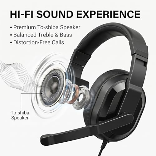 One Ear Gaming Headset with Mic (3.5mm) - Single Ear Headphone with To-shiba Speaker, Protein Earpads Braided Cable for PS5/PS4/Xbox/Switch/PC/iPad/Tablet/Remote Work/Office- with USB-C/USB-A Adapter - color: Black
