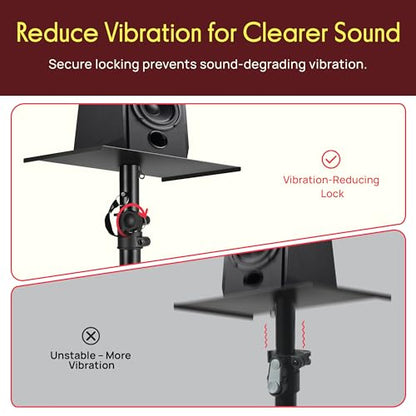 Pyle Adjustable Speaker Stand Pair – Dual Studio Monitor Tripod with Metal Base, Anti-Slip Speaker Pads, Height Adjustment from 34” to 53” – Ideal for Home, Studio, and DJ Use, 90 lbs Weight Capacity