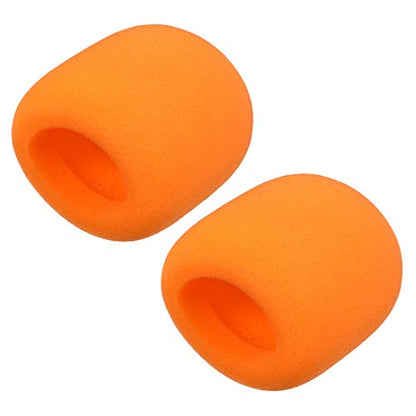 uxcell 2PCS Thicken Ball-Type Sponge Foam Mic Cover Handheld Microphone Windscreen Shield Protection Orange for KTV Broadcasting