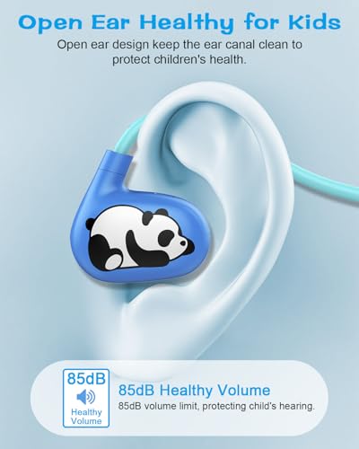 BANIGIPA Kids Headphones, Open Ear Earbuds w/Mic for Call Study Travel | 13g Ultra-Light Comfort, Wireless Bluetooth 5.4 Headset with 85dB Healthy Volume Control Protect Hearing, 10H Playtime - color: LK15-Blue