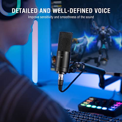 FIFINE K669C XLR Condenser Microphone for Recording, Podcast | Cardioid Studio Mic for Voice-Over, Streaming, Vocals, Compatible with Audio Mixer/Audio Interface