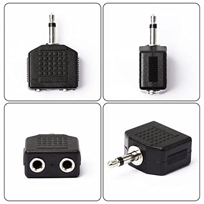 Uxcell 3.5mm to 2 Port Headphone Jack Y Splitters, 6 Pcs Stereo Audio Splitter 3.5mm Mono Audio Male Connector to 2 x 3.5mm Female Jack Adapters Converter