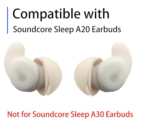 Replacement Silicone Ear Wings for Soundcore Sleep A20 Earbuds | Anti Slip Ear Tips, 3 Pairs (Beige) (SML)