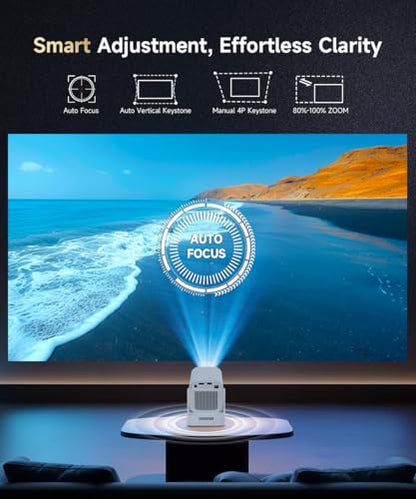 【Auto Focus&1080P】Magcubic Mini Smart Projector 4K Support, Built in Apps | Portable Projector with Wifi 6 and Bluetooth 5.4, Auto Keystone, 5W Speaker, Android 14, Voice Control, Home Movie Proyector
