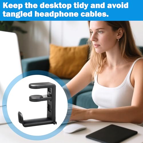 Rotating Headphone Stand,Headphone Holder Desk | Pc Gaming Headset Holder,Adjustable Clamp-On Under Hanger,360 Degree Adjustable Rotation