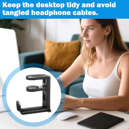 Rotating Headphone Stand,Headphone Holder Desk | Pc Gaming Headset Holder,Adjustable Clamp-On Under Hanger,360 Degree Adjustable Rotation