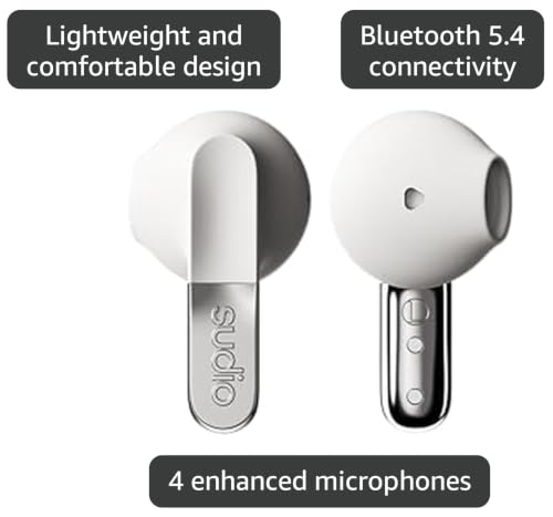 Sudio N3 True Wireless Bluetooth On-Ear Earbuds – High-Definition Sound, 30-Hour Playtime, Clear Calls, Sweat & Splash Resistant, Eco-Friendly Recycled Plastics (White) - color: White