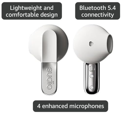 Sudio N3 True Wireless Bluetooth On-Ear Earbuds – High-Definition Sound, 30-Hour Playtime, Clear Calls, Sweat & Splash Resistant, Eco-Friendly Recycled Plastics (White) - color: White