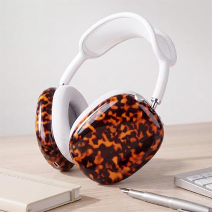 Tellegloww Brown Tortoise Shell Leopard Print Case Cover Compatible with Airpods Max, Protective Ear Cup Covers Accessories