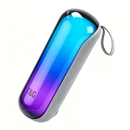 T&G Bluetooth Speaker RGB Lights, 15W Loud Stereo Sound | IPX5 Waterproof Shower Speaker, 24H Battery Portable for Outdoor Party Beach Pool (Gray) - color: Gray