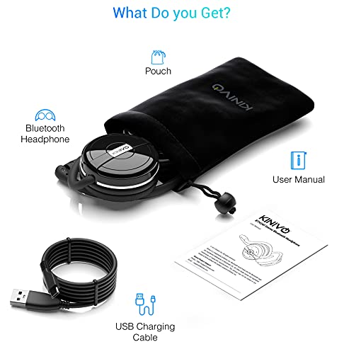 Kinivo BTH240 Bluetooth Headphones On-Ear, Wireless Music, Calling, Mic | Sports Running Headphones (Hands-Free Calling, Built-in Mic, Foldable, Travel Bag) Bluetooth Headset for running gym workout - size: BTH240