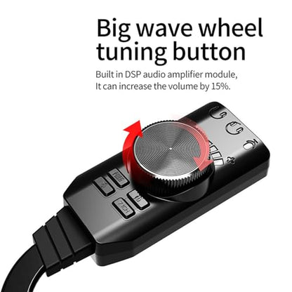 Vikye USB Sound Card Adapter, USB to 3.5mm Jacks 7.1 Channel Mute Button Volume Control USB External Stereo Sound Card for PC Laptop Headset, Vikyemyh5utipw6