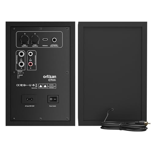 Ortizan C7 Powered Studio Monitors Pair with Bluetooth 5.3, Black | FOR HOME STUDIOS – Compact active monitors for music production, content creation, gaming and desktop audio.