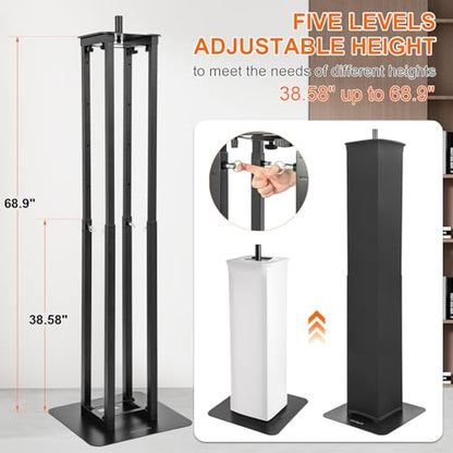Adjustable Moving Head Light Totem Stands. Totem Light Stand, Adjustable 38.58-68.8 in, Black/White Scrims, Carry Bags, 35mm Speaker Mount, for for DJs & Event Lighting (1, Black) - color: Black