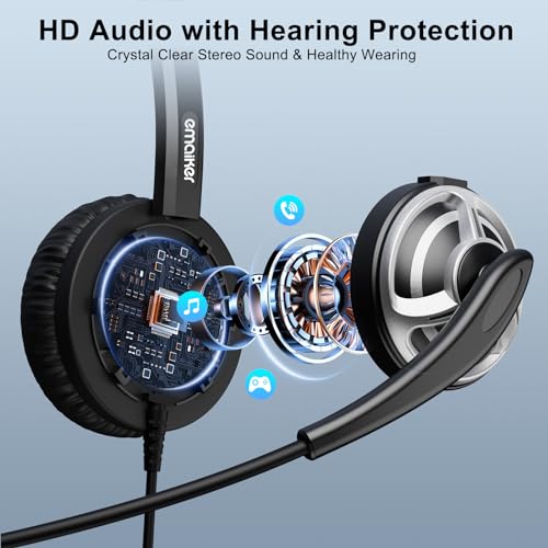 Single Side USB Computer Headset with Noise-Cancelling Mic for PC, Laptop, 1 Ear Office Call Center USB-A Headphone with In-Line Control for Dragon Dictation, Skype, Teams, Zoom Conference Call - color: S-805SUC