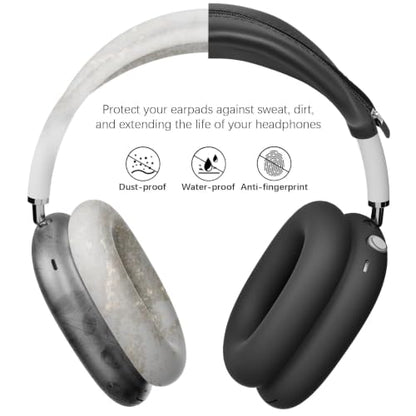 Moloppo Silicone Ear Covers and Zippered Headband Protector for AirPods Max, Sweatproof Gym Accessories for AirPod Max Headphones, Anti-Slip Ear Cups Shell Fit for Active Workouts, Black