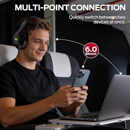 Monster Harmonic N22 ANC Active Noise Cancelling Headphones, Bluetooth Headphones Over Ear, 60H Playtime, HiFi Stereo Audio, Deep Bass, Buil Black | Over Ear with 3 EQ Modes, 110H Playtime, HiFi Stereo Audio, Bluetooth 6.0, Wireless Headphones for Work Tr