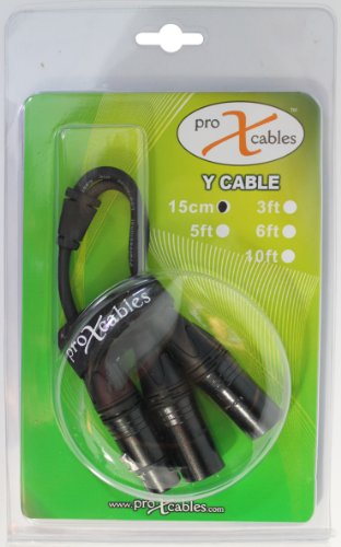 Prox XC-YXF 6 in. Balanced XLR-F to Dual XLR-M Better-Performance Audio Y Cable