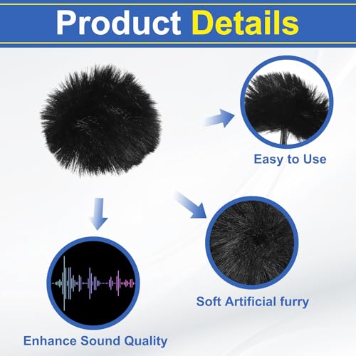 MECCANIXITY Microphone Cover Mini Furry Windscreen Foam Mic Sponge 5mm with Black Cap for 0.5 to 1.2mm Microphone 1 Set - color: Black, size: 5mm
