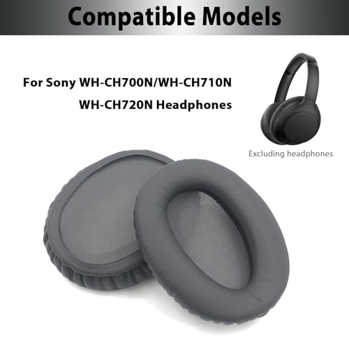 Adhiper Ear Pads for Sony WH-CH700N, WH-CH710N, WH-CH720N - Titanium Gray | Softer Protein Leather & High-Density Memory Foam Earpads for Sony Headphones - color: Titanium Gray