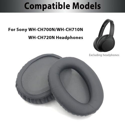 Adhiper Ear Pads for Sony WH-CH700N, WH-CH710N, WH-CH720N - Titanium Gray | Softer Protein Leather & High-Density Memory Foam Earpads for Sony Headphones - color: Titanium Gray