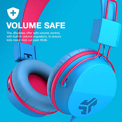 JLab JBuddies Studio Wired Kid Headphones, On-Ear, Cotton Candy, Volume Limited, Folding, Adjustable, Noise Isolation, with Mic - color: Cotton Candy, size: Headphones