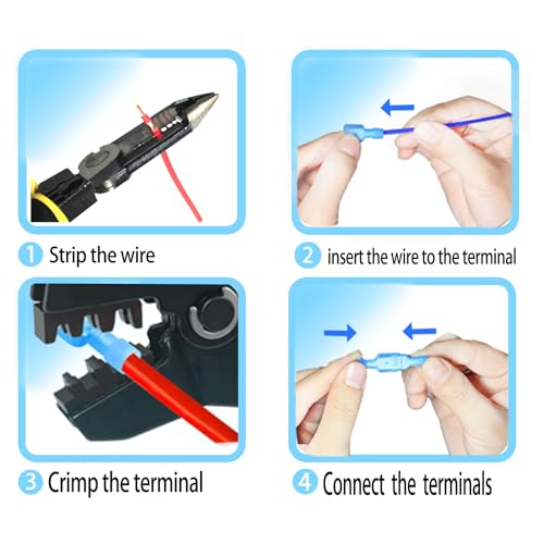 50PCS Nylon Spade Quick Disconnect Connectors Kit 22-10 AWG Male and Female Electrical Wire Connectors Kit Electrical Insulated Wire Crimp Cold-Pressed Terminals for Automotive,Electronics - size: Female&Male(50PCS)