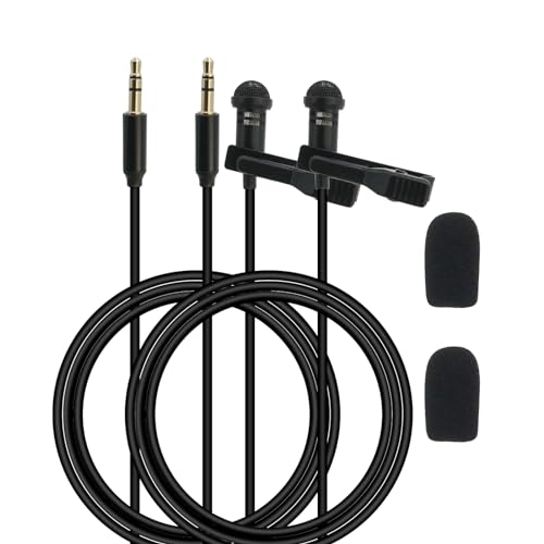 2-Pack Lavalier Microphone fit for Rode, Sennheiser Wireless Transmitter/ME 2 Mic - Lav Lapel Clip, Wearable, Omnidirectional, 3.5mm TRS