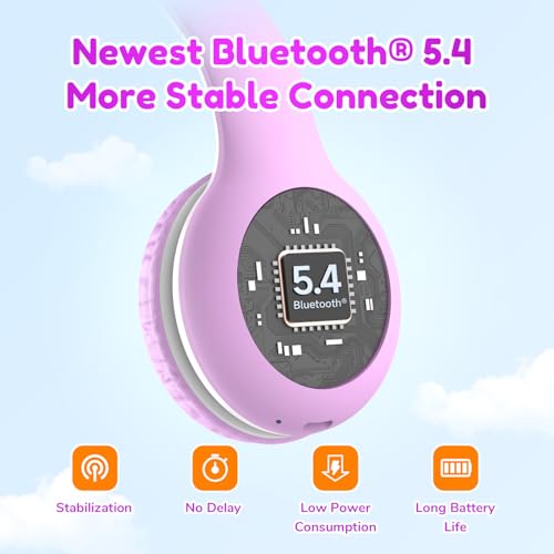 EarFun K2 Kids Bluetooth Headphones for School, Kids Headphones with Mic | Volume Limited, 40H Playtime, Built-in Mic, Stereo Sound, Foldable Over-Ear Headphone for Kids/Toddler/Travel/Tablet, Violet - color: Violet