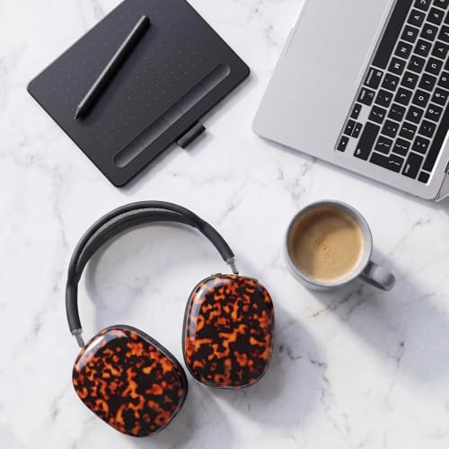 Tellegloww Brown Tortoise Shell Leopard Print Case Cover Compatible with Airpods Max, Protective Ear Cup Covers Accessories