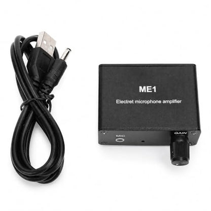 Microphone Preamp, Electret Microphone Amp, Adjustable Gain 0-20db Sound Amplifier, Audio, Microphone Preamplifier for Podcast, Livestream, Broadcasting