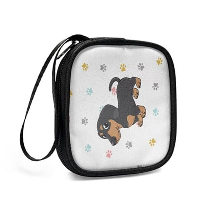 Cute Dachshund Case Earphone Carrying Case Cell Phone Accessories Storage Bag with Handle for Earphone,Flash Drive, Charging Cable, Key Wall Charger - color: Cute Dachshund