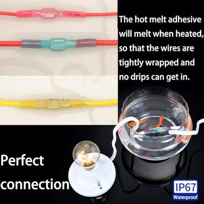 112pcs Heat Shrink Spade Connectors Kit, Waterproof Male & Female Spade Wire Connectors, Marine Grade Heat Shrink Crimp Connectors, Electrical Terminals