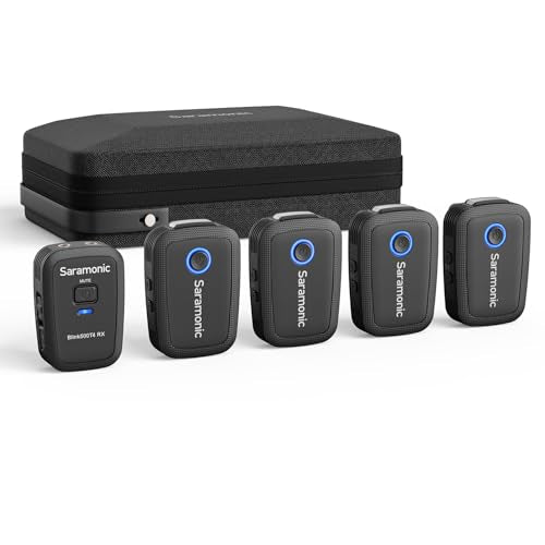Saramonic Blink 500 T4 4-Channel Wireless Lavalier Microphone System, 4 Transmitters 1 Receiver, 328ft Range, 24-bit/48kHz, Noise Reduction Lapel Mic for iPhone Android Camera DSLR Podcast Interview