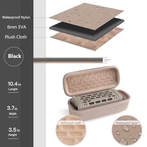 Hard Carrying Case for Turtlebox Ranger Speaker, Khaki | Travel Case & Protective Travel Case with Carabiner Hook & Handle, Shockproof Protective Speaker Storage Bag for Beach - color: Khaki Case