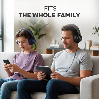 ARTIX Over Ear Headphones Wired with Mic, Corded Head Phones (3.5mm Jack) - color: Midnight Blue
