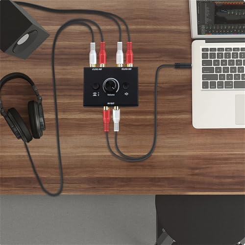 2 in 1 Out 2 Port RCA Stereo Audio Switch, Bi-Directional Audio Switcher, Speaker Switch, No External Power Required