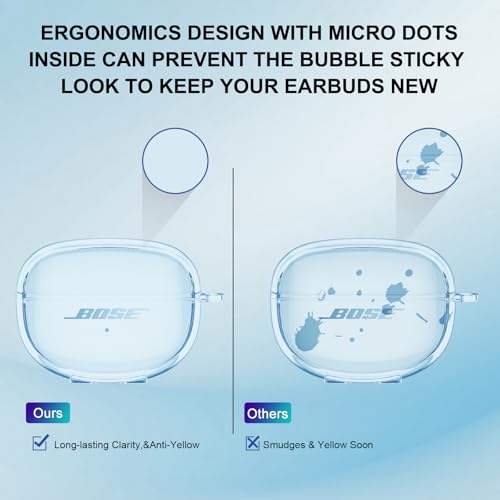Aircawin for Bose Ultra Open Earbuds Case Clear 2024,Full Protective Shockproof Soft Transparent TPU Cover for Bose Open Ear Wireless Earbud Headphone Accessories with Carabiner and Cleaning Pen-Blue - color: Clear Blue