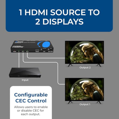 OREI 1x2 HDMI™ Splitter 4K@60Hz Audio Extract, CEC, Downscaler, HDCP 2.3 | OREI 1x2 HDMI Splitter 4K@60Hz Audio Extract With CEC, Downscaler, HDCP 2.3 - style: 1 x 2 HDMI Splitter