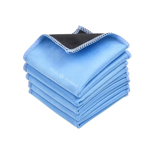 Eco-Fused Microfiber Cleaning Cloths - 5 Pack - Double-Sided Cleaning Cloths - Microfiber and Suede Cloth for Smartphones, LCD TV, Tablets, Laptop Screens, Camera Lenses and Delicate Surfaces - color: 5 Pack - 6.6 X 6.2" (Blue)